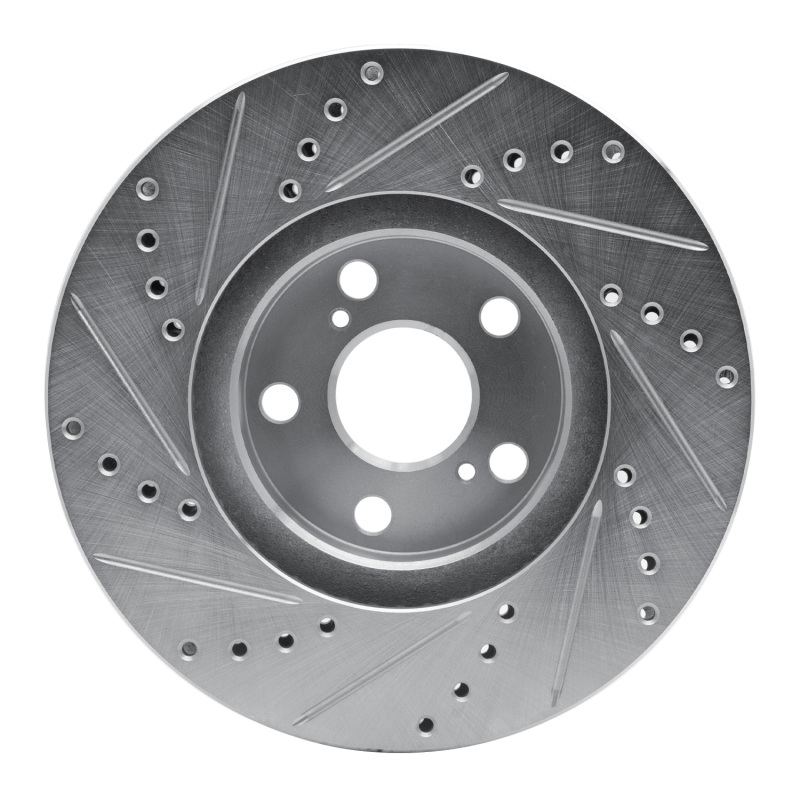 Pontiac Vibe Brake Rotor (1) - Front Right - R1 Concepts - Drilled & Slotted - Silver - `00-`10